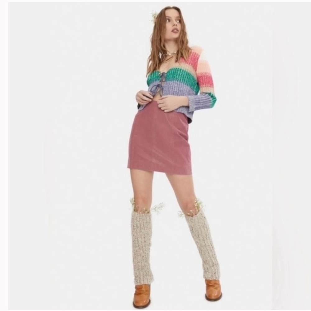 Free People Modern Femme Vegan Leather mini skirt in mauve color size 2